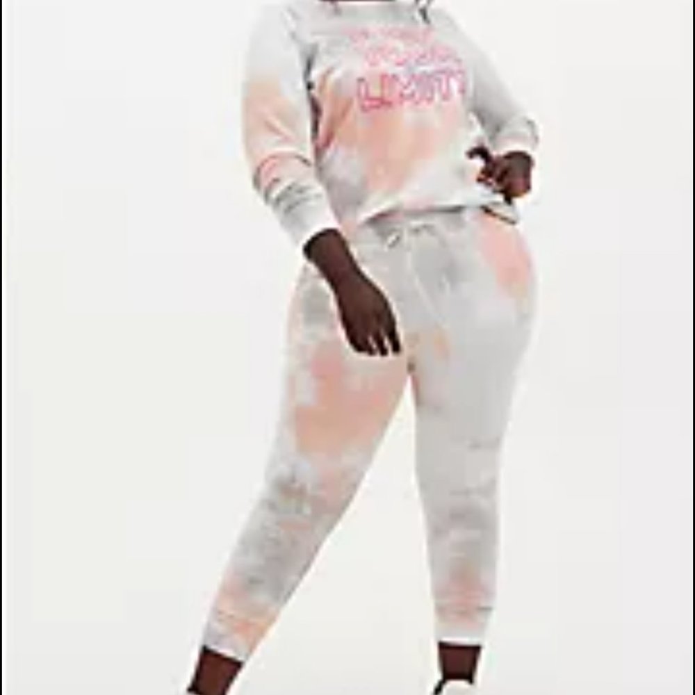 TORRID Push Your Limits Coral and Grey Long Sleeve and Joggers Set sz 1